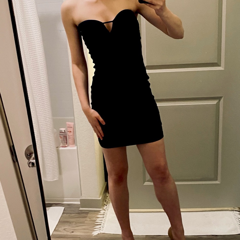 Kaitlyn Designer Strapless Mini Dress in Blue XS